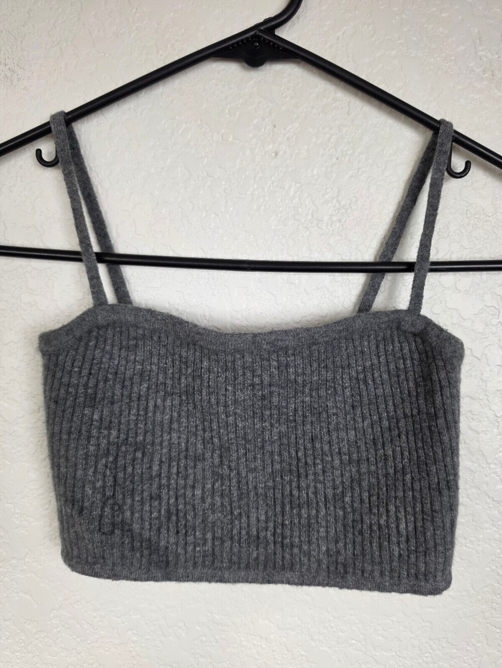 Naked Cashmere Gray Ribbed Knit Cashmere Crop Top Small